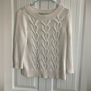 Talbots Women's Sweater Small Ivory Chunky Knit Sweater Excellent Condition